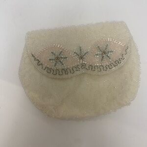 Elegant Wm H Block Cream Beaded Clutch 1950’s Era Made in Belgium